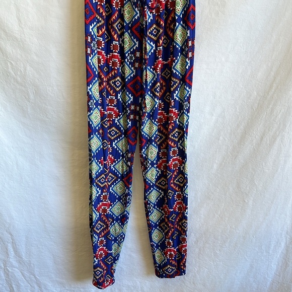 Sans Souci vibrant print rayon jumpsuit, size L - Picture 3 of 10